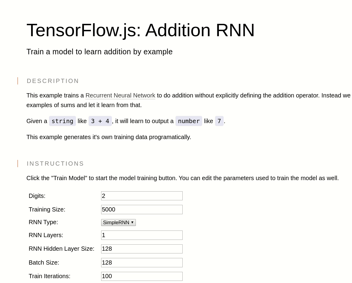 TensorFlow.js working